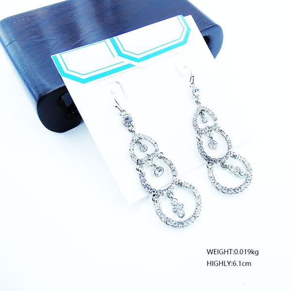 

stud europe and the united states gourd pendant with diamond earrings, Golden;silver