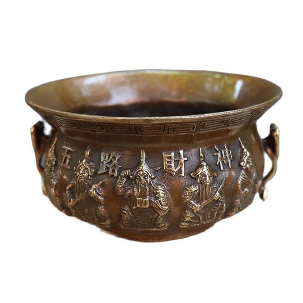 

china old bronze exquisitely carved fengshui copper cornucopia, Black