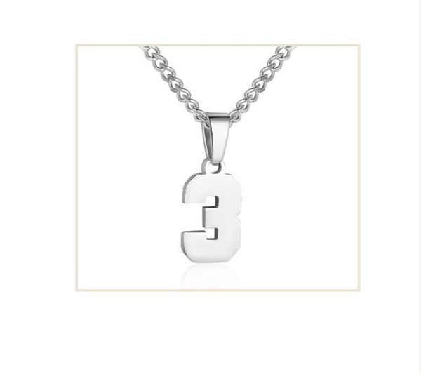 

titanium sport accessories number necklace for boy silver athletes chain stainless steel charm pendant personalized sports jewelry basketbal