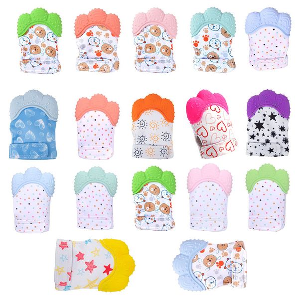 Baby Brinquedo Luva Teether Silicone Silicone Material de Silicone BPA Free Crianças S Color Color Colar Bar Bar Bordado