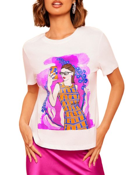 

figure graphic round neck tee c8yx#, White