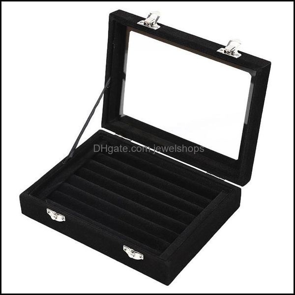 

jewelry pouches bags veet glass ring earring display organizer box tray dh7tb, Pink;blue