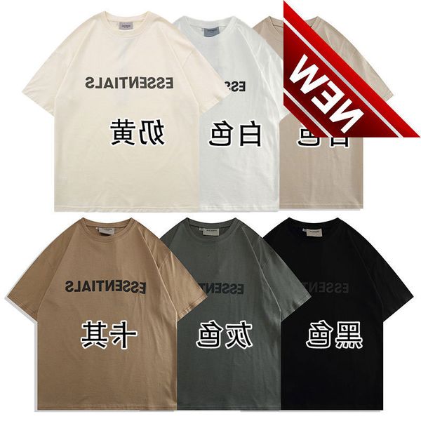 

exterior single and double thread essentials new chest letter pressed rubber short sleeve t-shirt lining, White;black