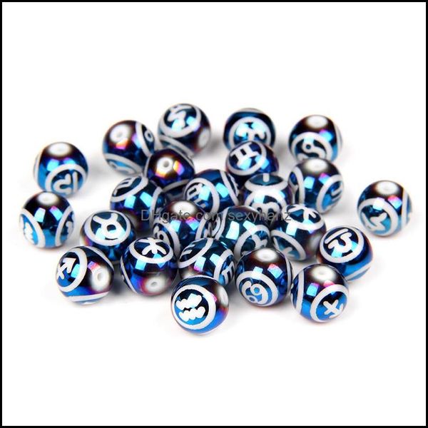 Acryl-Kunststoff-Lucite-lose Perlen, Schmuck, blaues Glas, Konstellation, Kunststoff-Perlen, Abstandshalter, 10 mm, rund, der Sternzeichen-Anhänger Dhm28