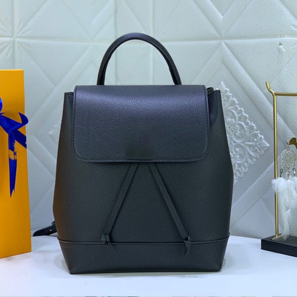 

new leather designer backpack fashion handbag casual multifunctional black contrast color twist lock silver metal adjustable shoulder straps