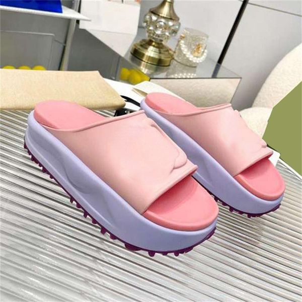 

slippers designer designer slipper slides flip flops sandals flat shoes women platform classics rubber solid color non slip thick bottom grg, Black