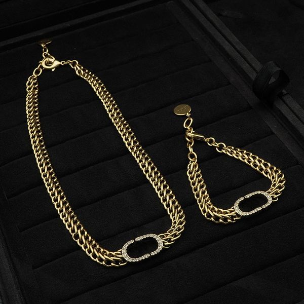 

d letter chokers pendants necklaces thick chain women anti allergy necklace vintage punk men bracelets, Silver