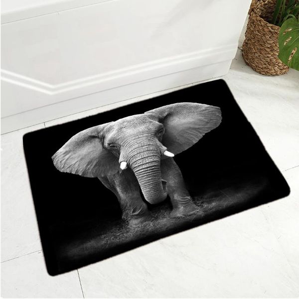 Tappeti Elefante Pittura Zerbino Tappeto Tappetino Tappeto Poliestere Antiscivolo Decorazione per pavimenti Bagno Bagno CucinaTappeti