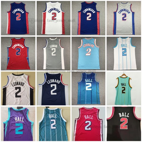 

retro mitchell and ness basketball jerseys 2# cade kawhi lamelo cunningham leonard ball lonzo same number for different teams jersey, Black;red