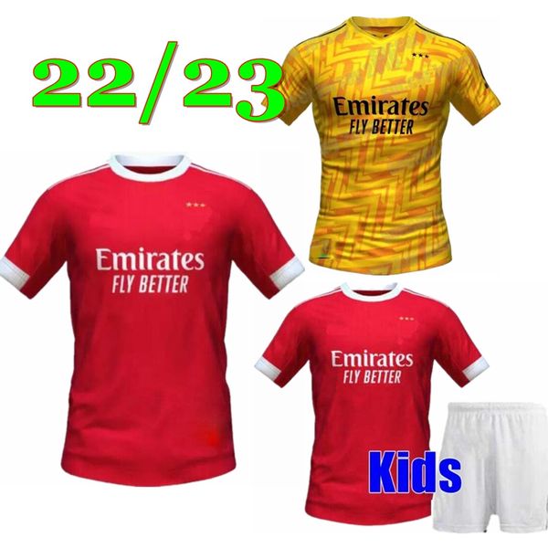 

22 23 benfica soccer jersey kids kit rafa darwin g ramos 2022 2023 home away yellow men football shirts otamendi grimaldo joao mario yaremch, Black;yellow