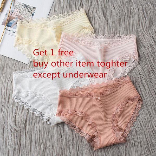 

soft underwear women fashion panties lace mid-waist solid color skin-friendly ladies underpants breathable, Black;pink