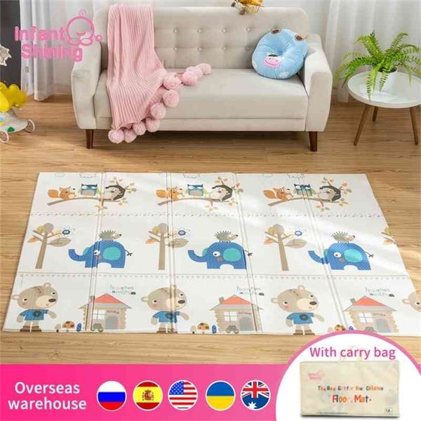 

infant shining baby mat portable foldable baby climbing pad 150x200x1cm baby play mat foam pad xpe tasteless parlor game blanket 210402