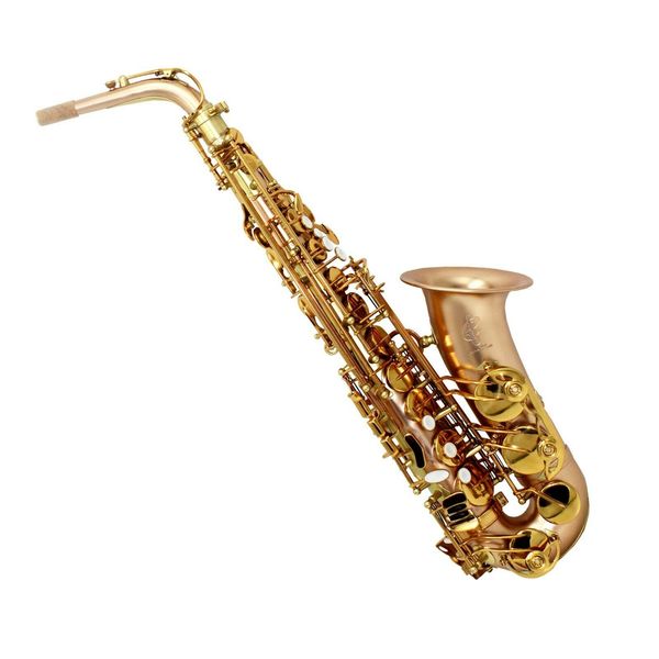 

eastern music ribbed construction high f brush lacquered copper alto saxophone