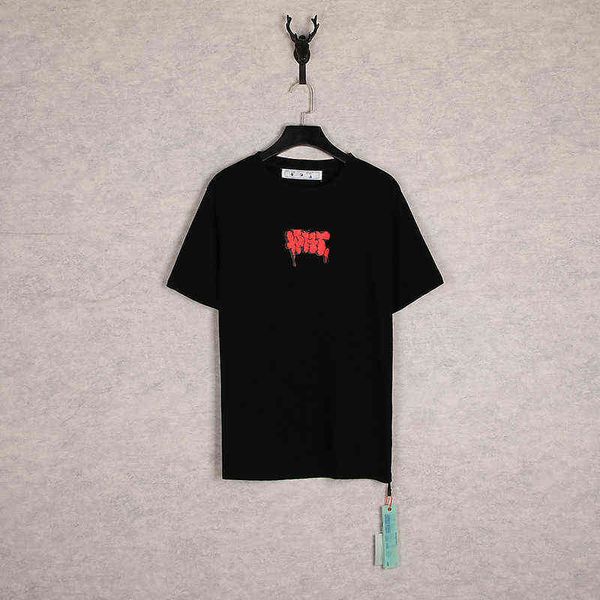 

summer new off back color contrast letter print round neck pullover short sleeve t-shirtj6h7, White;black