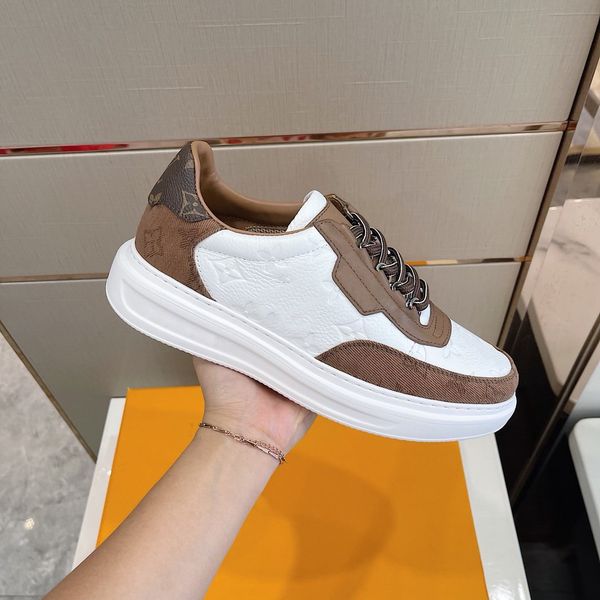 

luxury shoes men's high-end casual sports comfortable fashion trainer sneaker genuine leather color-matching sneakers, Black