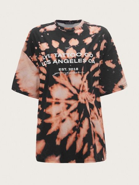 

x lvl tie dye slogan graphic tee o72v#, White
