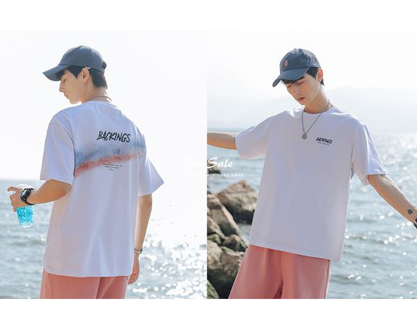 

designer men dress high-quality t-shirt letter print round neck short sleeve fashion pure cotton available in 4 colors, White;black