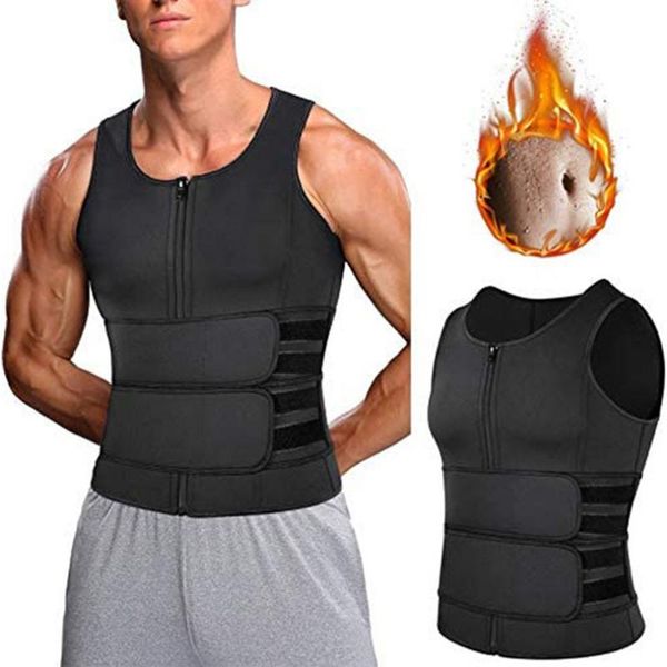 Cinture Ly Gilet da sauna in neoprene da uomo Elastico in vita Allenatore Cerniera Canotta Comodo allenamento ShapewearCinture