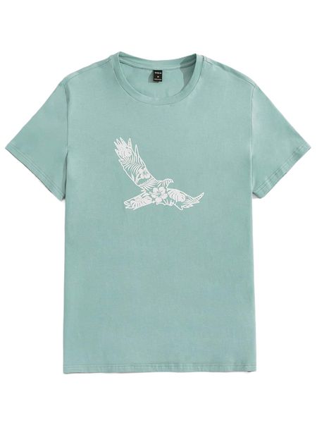 

men eagle & floral print tee p1t6#, White;black