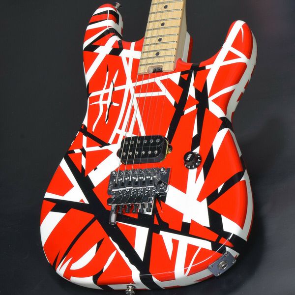 

ev h: striped series red with black stripes electric guitar#8