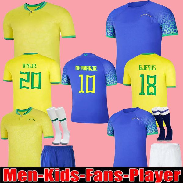 Brasil 2022 Maglie da calcio Neymar Kit per bambini brasiliani Richarlison Vini Jr. L.Paqueta G.Jesus Casemiro P.Coutinho Ronaldo Ronaldinho Versione giocatore di camicie da calcio