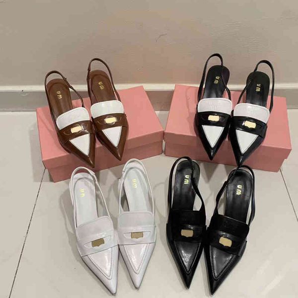 

dress shoes miu gold coin pointed cat heel sandals women's catwalk style baotou shallow mouth high heels french single shoes, Black