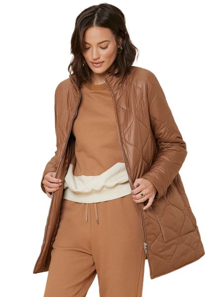 

motf premium relaxed fit mock neck quilted coat 19bn#, Black