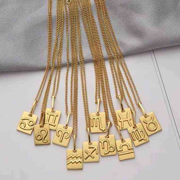 

c home designer square constellation necklace plated square pendant, Black