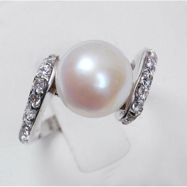 

genuine natural white pearl akoya cultured pearl ring aaa grade size 7 8 9/a01, Silver