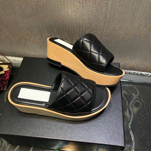 

women mules slippers sandals lambskin light pink indoor sandal brand designer summer luxury fashion beach slippers thick bottom non-slip sho, Black