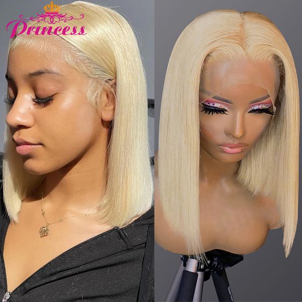 

accessories princess hair 613 blonde bob lace front human hair wigs 13x4 lace frontal human hair wig brazilian straight bob lace front wigs, Silver