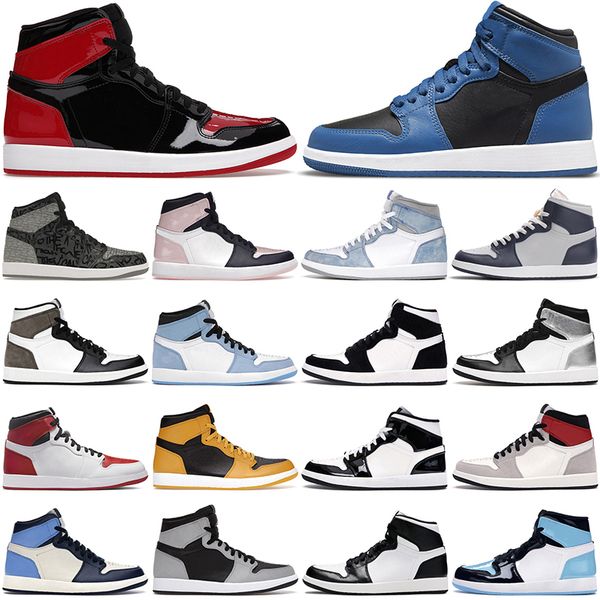 

1s mens basketball shoes bred patent dark marina blue mocha university hyper royal georgetown heritage men women outdoor sports trainers
