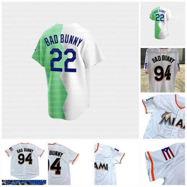 

22 bad bunny dodgers jersey 2022 celebrity softball game split custom baseball jerseys, Blue;black