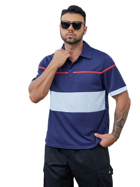 

extended sizes men colorblock polo shirt 34ee#, White;black