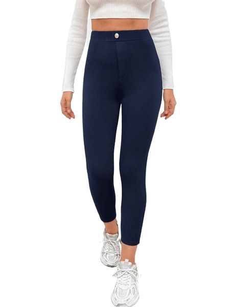 

button detail patched pocket skinny pants p0aw#, Black;white