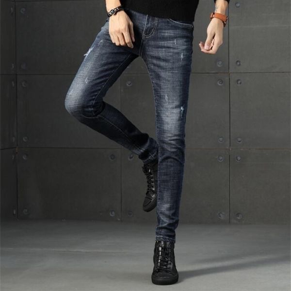 

stylish long length men jeans stretch male pants 201111, Blue