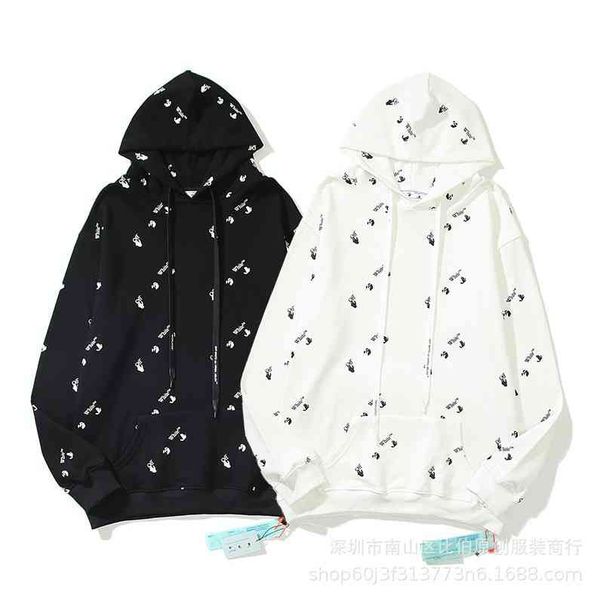 

autumn winter new palm print hoodie sweater loose men's women's coat2022 luxury br fashion design all-match men and women, Black