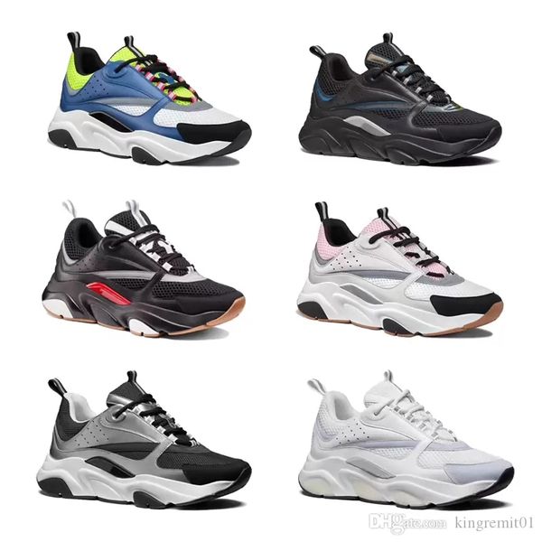 

new mixed colors calfskin trainers men women b22 designer sneaker reflective retro patchwork low luxury flat sneaker fashion casual sho, Black