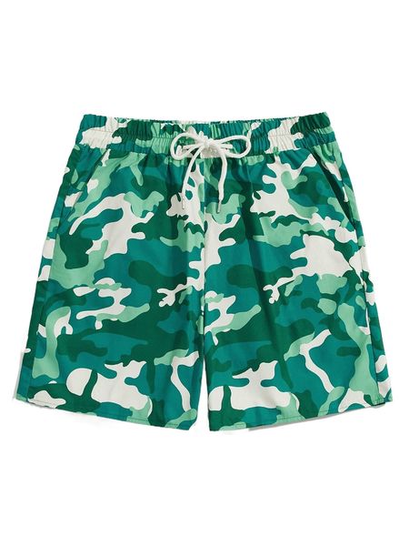

romwe guys camo print drawstring shorts z8tu#, White;black