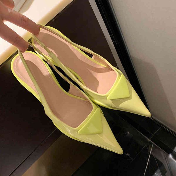 

sandals summer celebrity lady style triangle cat heel pointed sandals name shallow mouth high-heeled single shoe women ob99, Black
