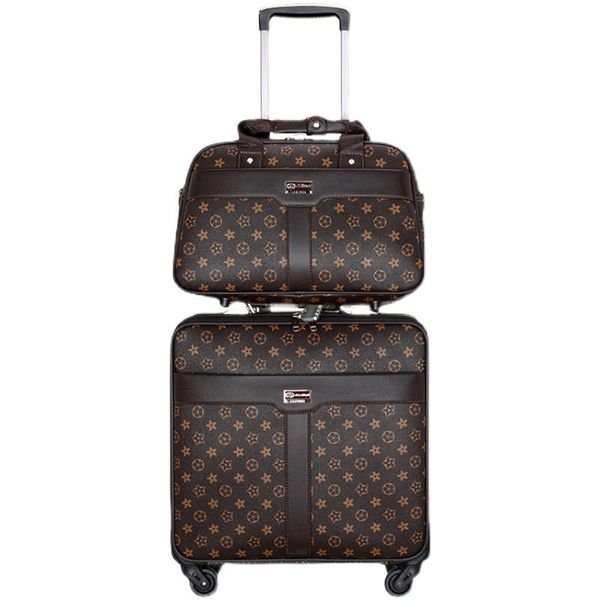 10A Valigia di marca di lusso personalizzata iniziale personalizzabile Striscia patten Bagagli classici Moda unisex Trunk Rod Box Spinner Universal Wheel Duffel