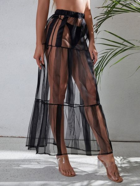 

sheer cover up skirt o2j2#, White;black