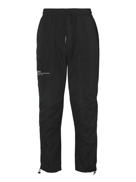 

men letter graphic drawstring hem pants a2ys#, Black