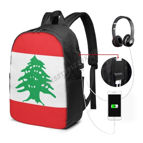 Zaino Bandiera del Libano Mappa del paese libanese È NEL MIO DNA Fan Studente Zaino da viaggio Zaino per laptop casual Zaino unisex