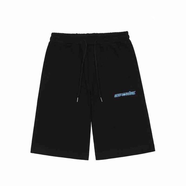 

2022 factory tide brand clothing wholesale summer new off blue letter adhive strip pattern casual shorts men women, White;black