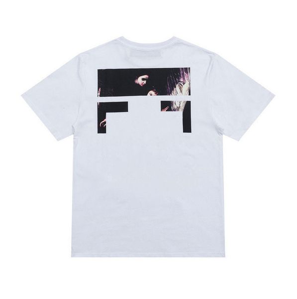 

classic brand mens fashion t shirts offs summer designer women loose tees quality t-shirt letter arrow oil painting black white tshirts lux, White;black