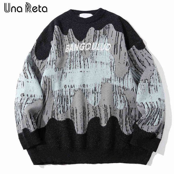 Уна Рета мужской свитер Новый хип-хоп-галстук-диск для печати уличной одежды Мужчины Случайные пуловерные топы зима Harajuku Man Sweater T220730