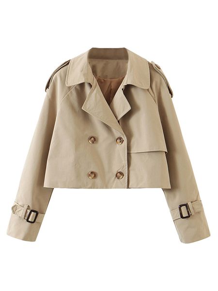 

women khaki short trench coat 2022 automn fashion ladies vintage overcoats windbreaker female loose casual outwear, Black;brown