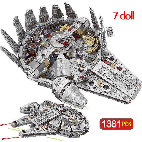 

pcs 1381 force awakens set compatible millennium 79211 falcon model building blocks toys for children kids g220707