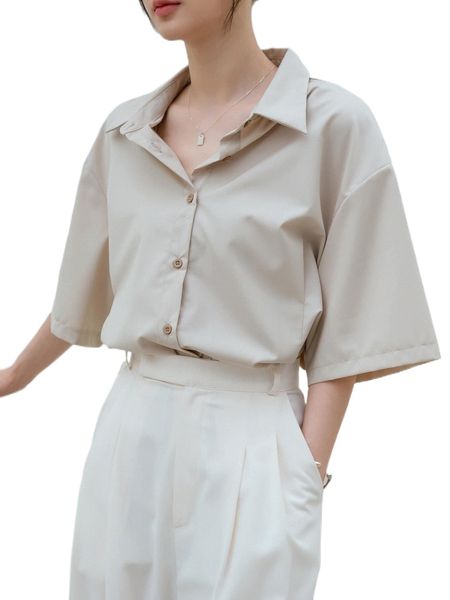 

dazy-less solid drop shoulder shirt u3mj#, White